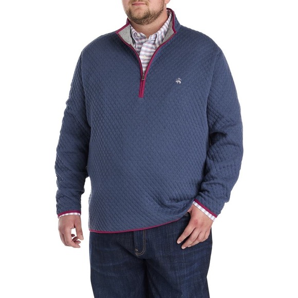 Brooks Brothers Mens Quilted Quarter Zip Pullover Blue 325001 Small NWT jacket